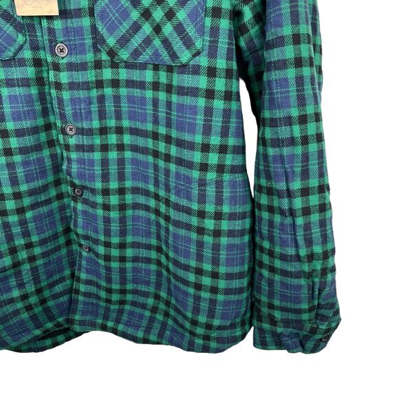 Telluride Clothing Co Flannel Jacket Green Navy Blue Large Sherpa Lined New - Picture 4 of 11